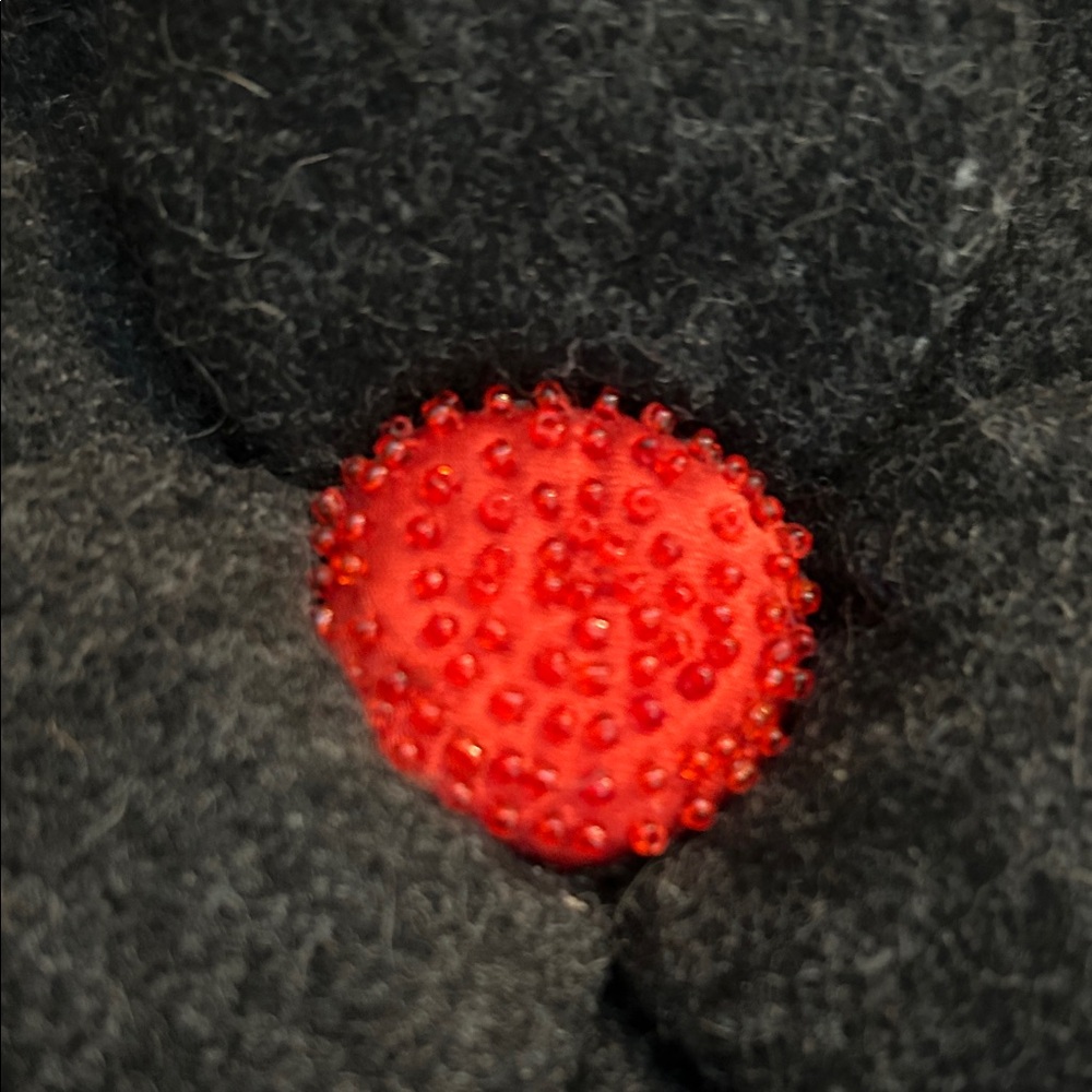 Black Poinsettia Handbag with Beaded Red Center Holiday Dressy Purse - Picture 3 of 9